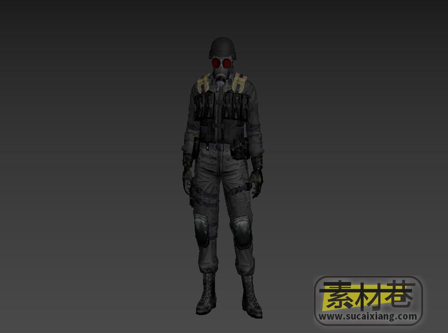 游戏带防毒面具的士兵3D模型