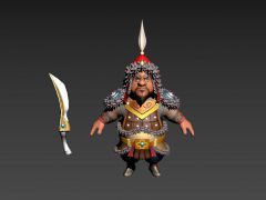 Q版游戏蒙古兵将领3D模型