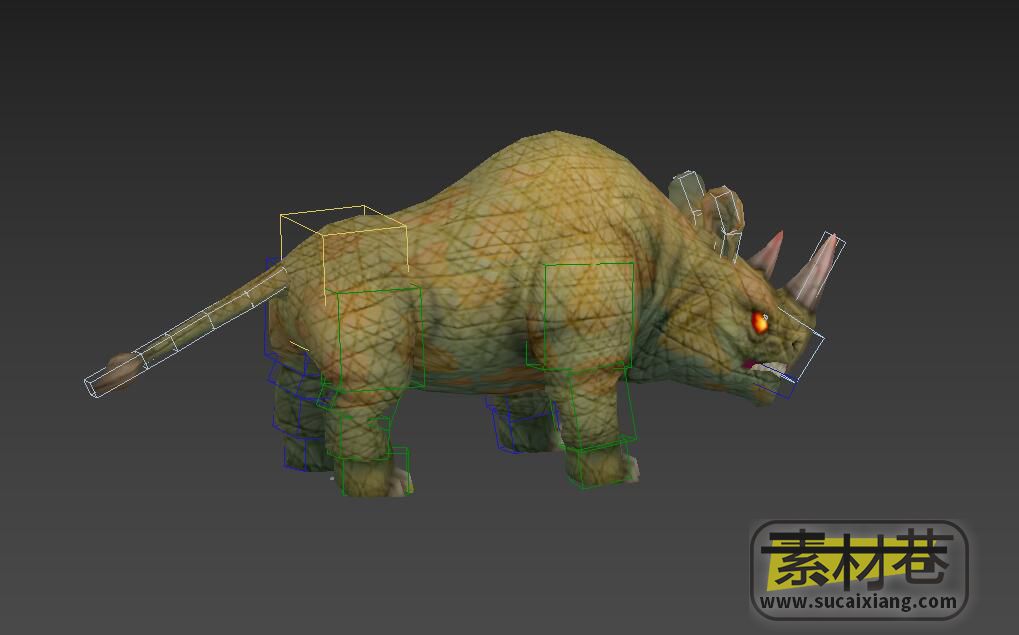 游戏犀牛怪动作3D模型（带骨骼绑定）