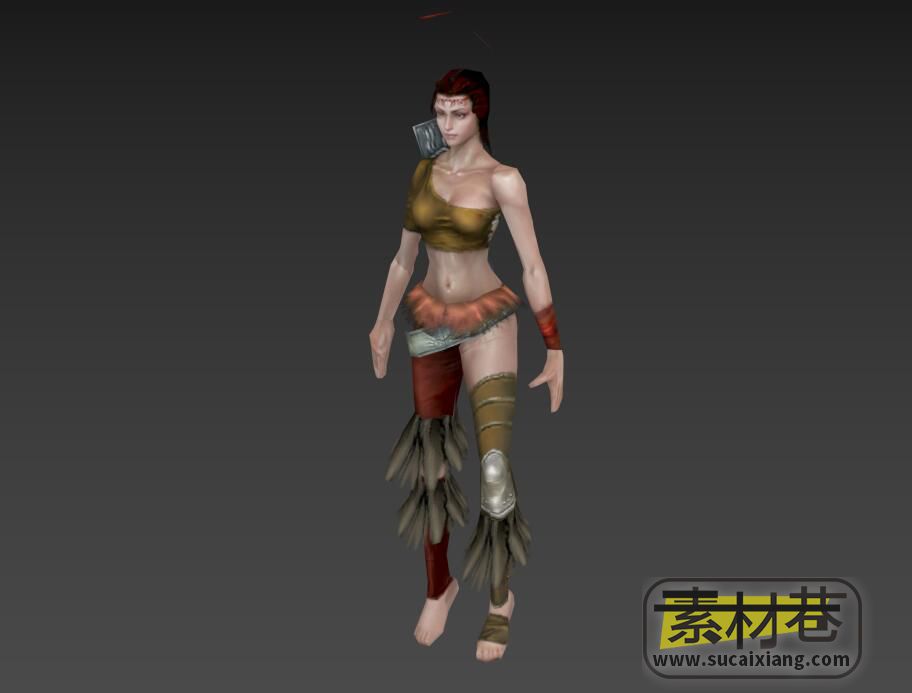 游戏土著蛮族女将3D模型