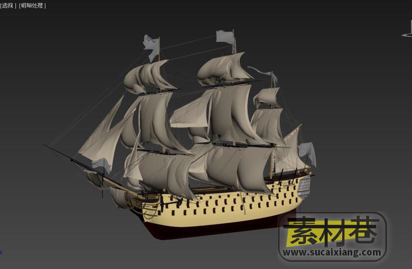 游戏英国皇家帆船战舰3D模型