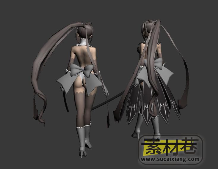 游戏长发动漫美少女剑士3D模型