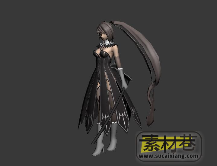 游戏长发动漫美少女剑士3D模型