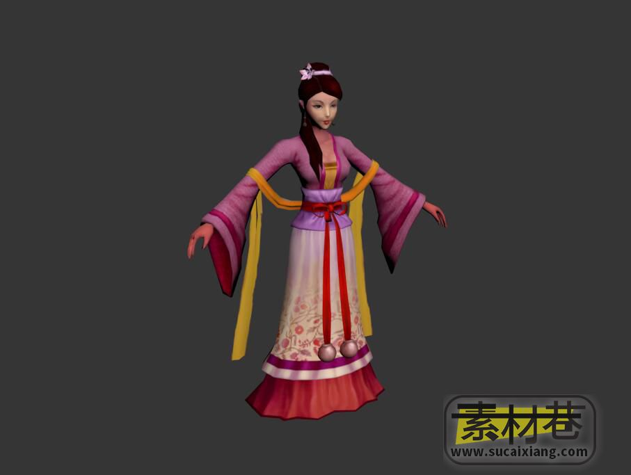游戏古代村姑3D模型