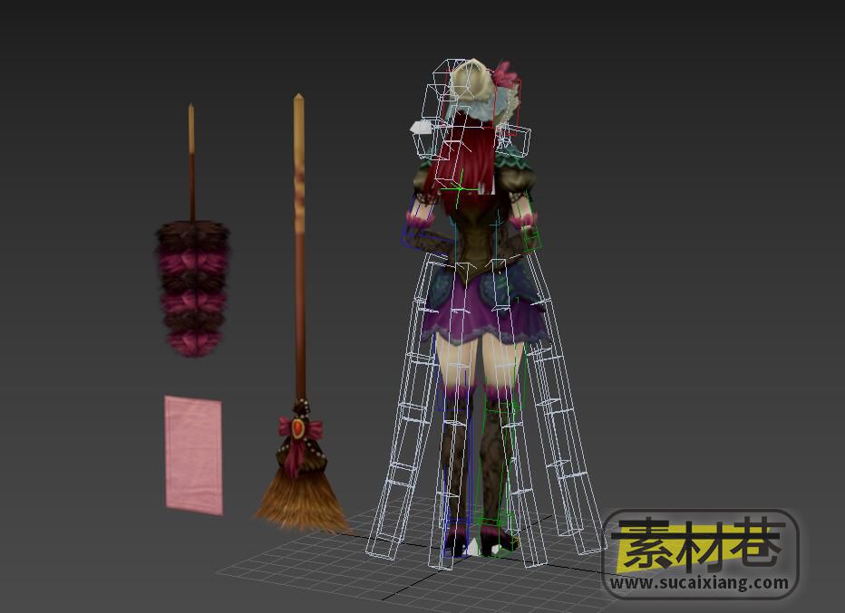 游戏西方女仆3D动作模型（带骨骼绑定）