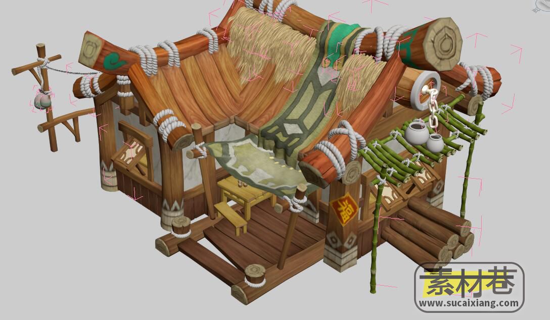 游戏卡通Q版木房子游戏3D模型