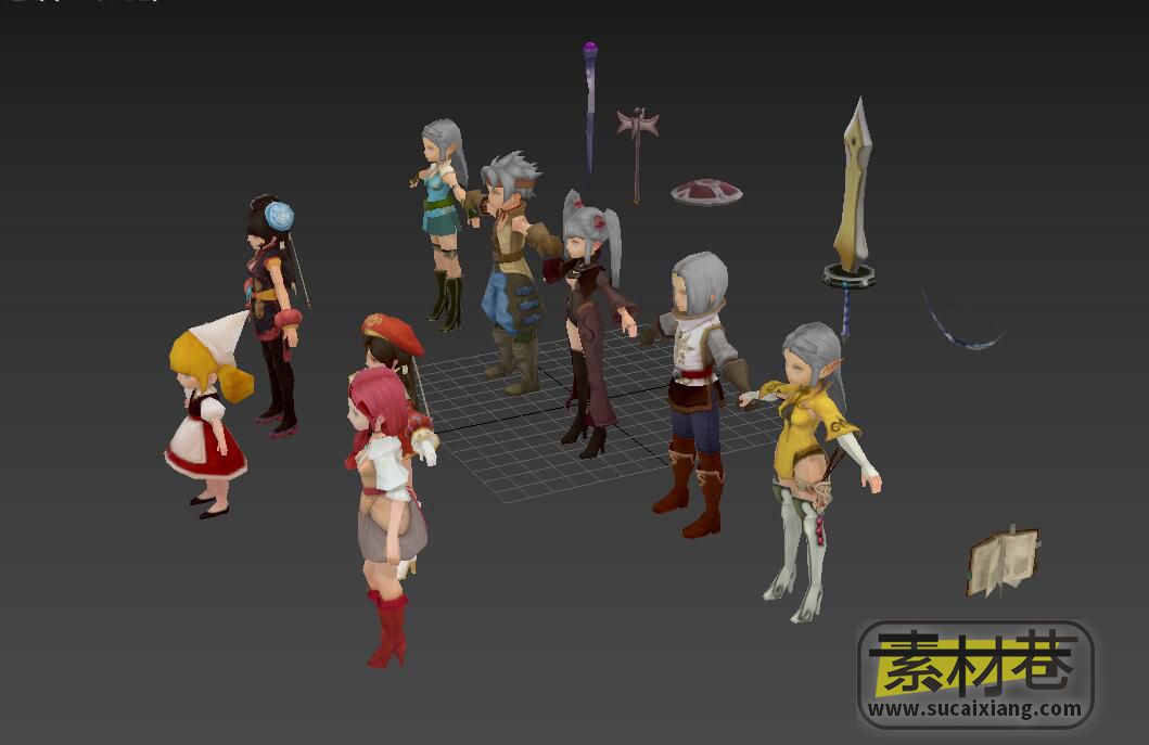 9个龙之谷游戏人物角色3D模型