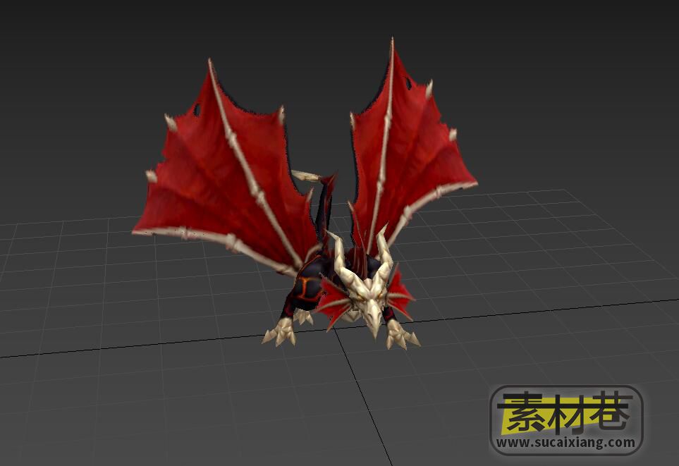 游戏带翅膀的火龙3D动作模型
