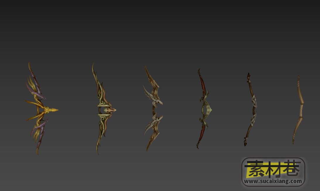 游戏6把弓武器3D模型
