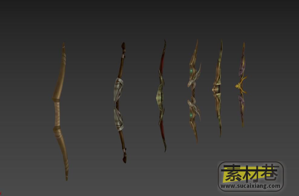 游戏6把弓武器3D模型