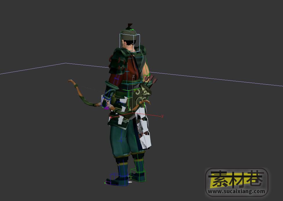 游戏弓箭守卫3D动作模型（带骨骼绑定）