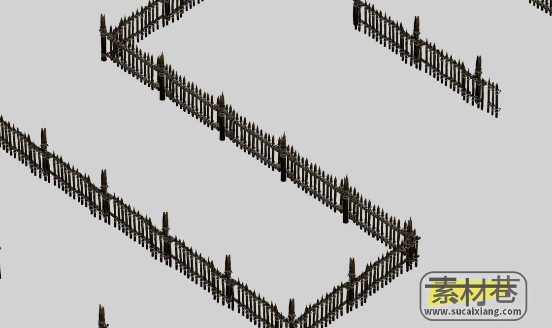 游戏木围栏地图场景3D模型