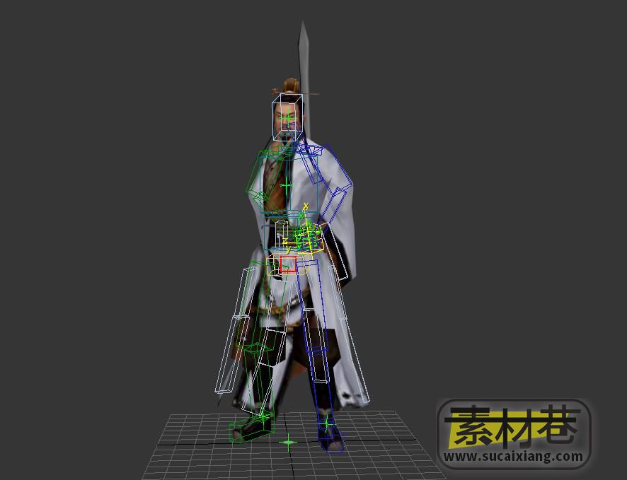 武侠游戏白衫剑士3D模型（带骨骼绑定）