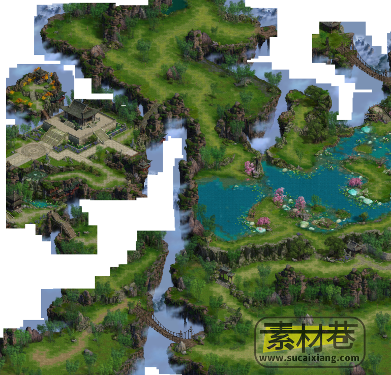 2.5D山顶古宅游戏地图场景素材