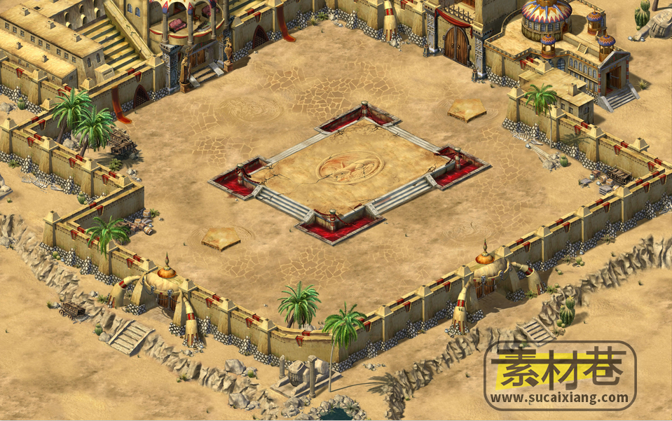 2.5D游戏沙漠戈壁西域古迹地图场景素材