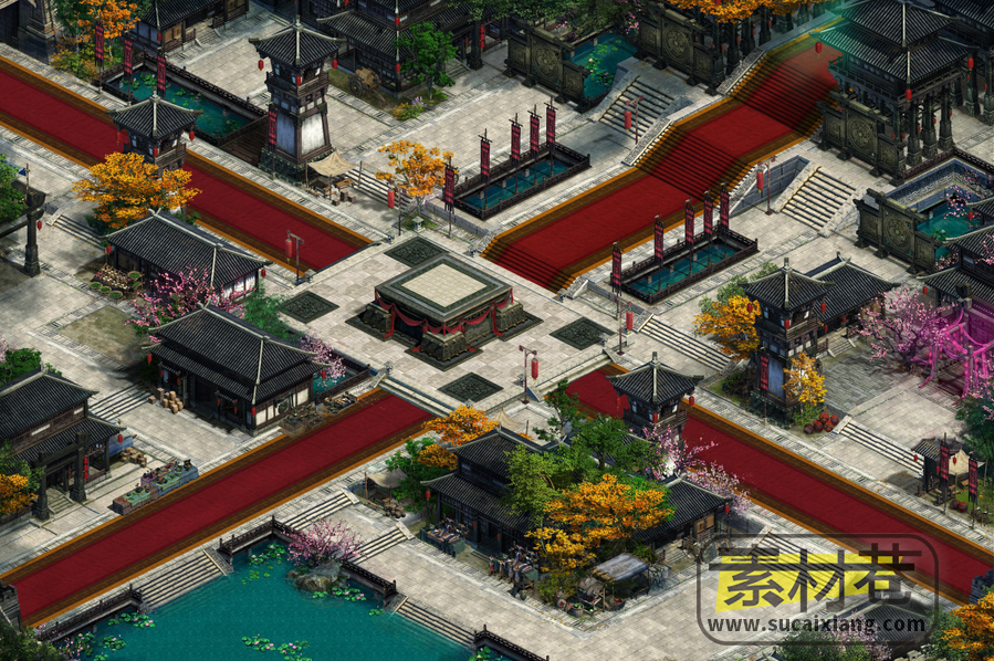 2.5D武侠游戏咸阳城大地图场景素材
