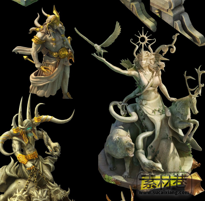 ​2D西方神话人物雕像游戏素材