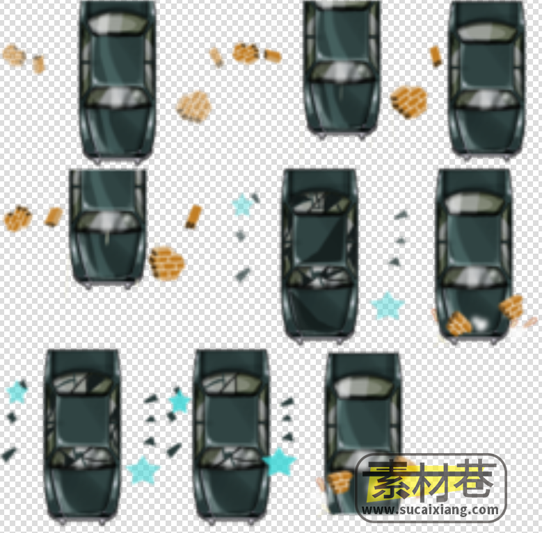 2D俯视角度小汽车游戏素材