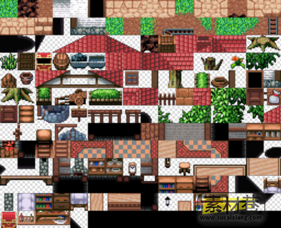 2D像素冒险RPG游戏地图瓷砖素材