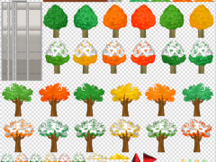 ​2D横版地面树木蘑菇游戏素材