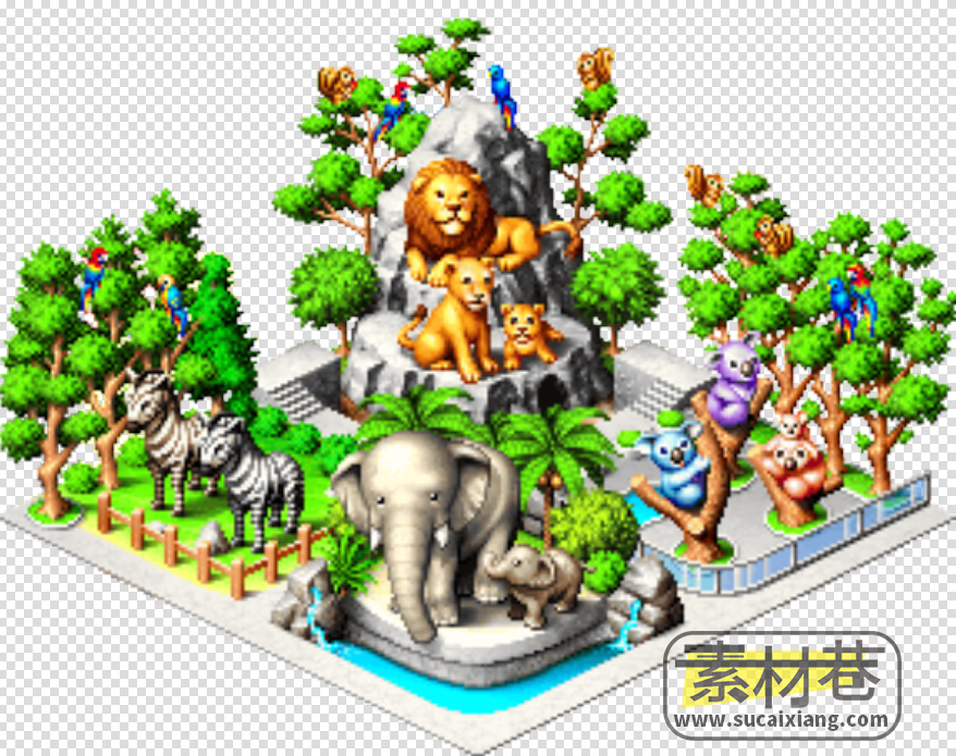 2D菱形动物园游戏素材