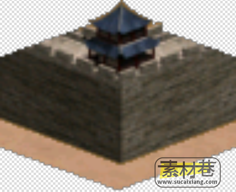 2.5D古城门和城墙游戏素材