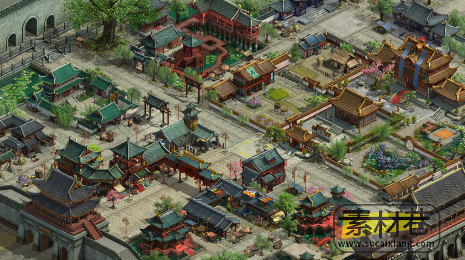 ​2.5D古风主城与郊外场景游戏参考图素材