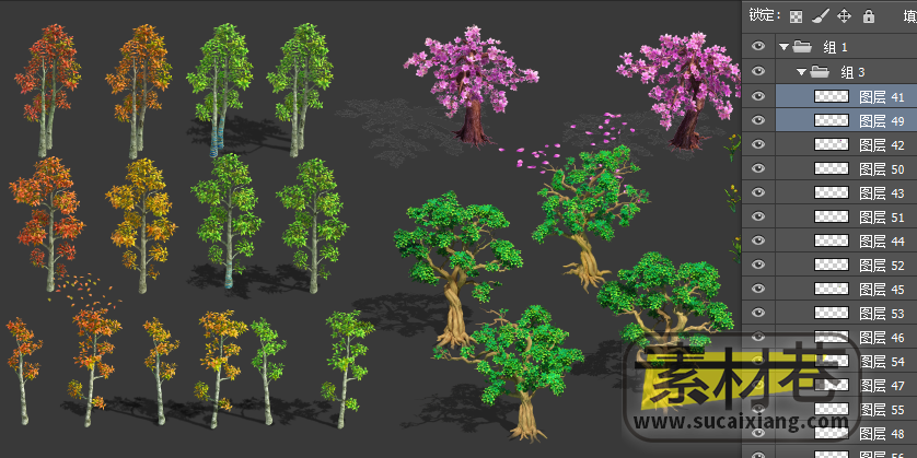 2D各种树木植物游戏素材