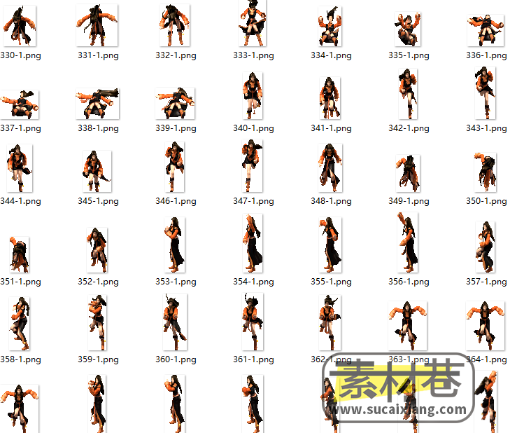 2D女性武侠游戏角色动作序列帧素材