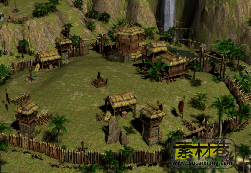 3D游戏海边部落军营港口码头场景模型