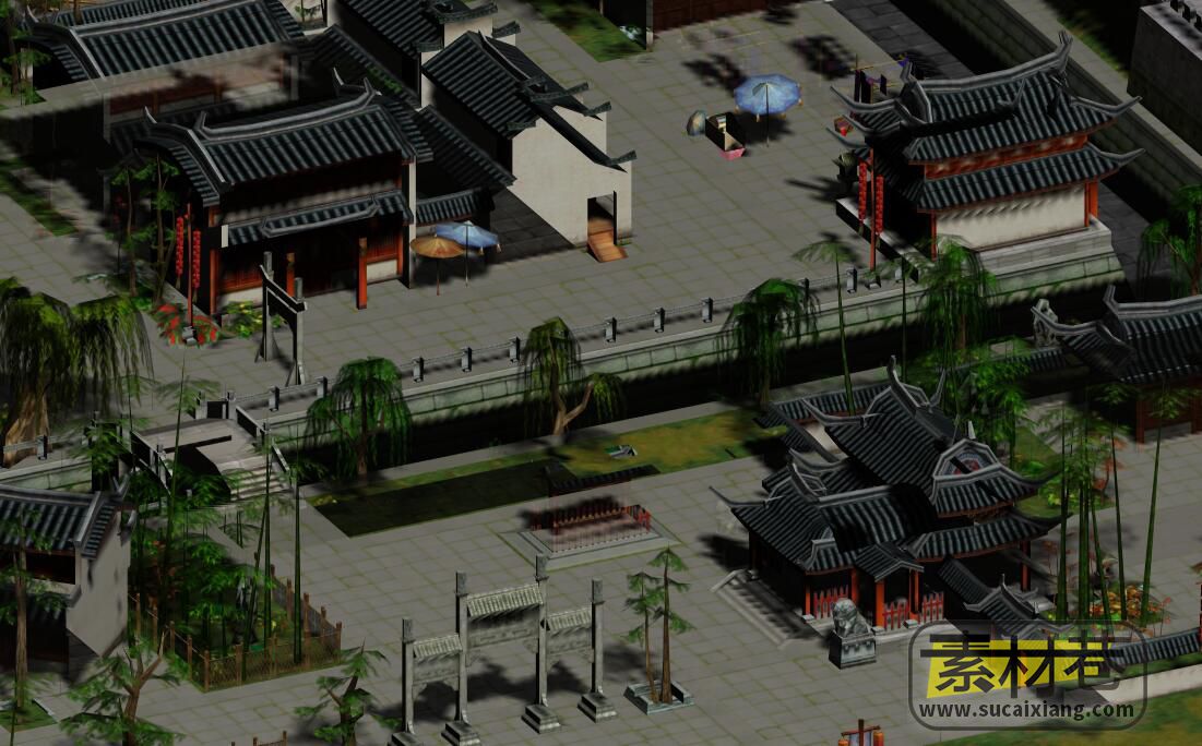 江南古城苏州大场景3D游戏模型