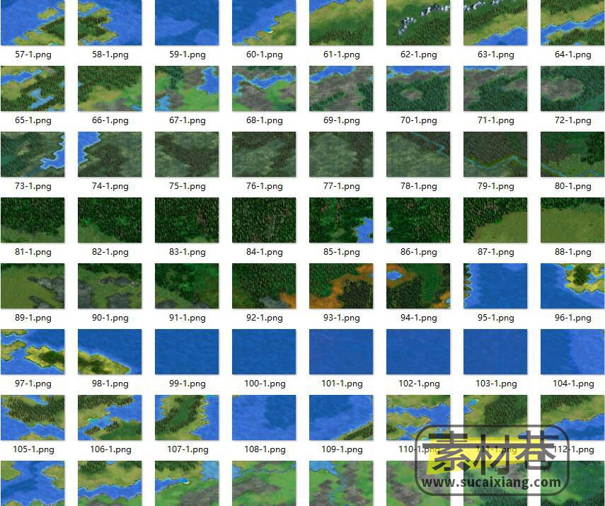 2D俯视角度海洋岛屿陆地游戏地图场景素材