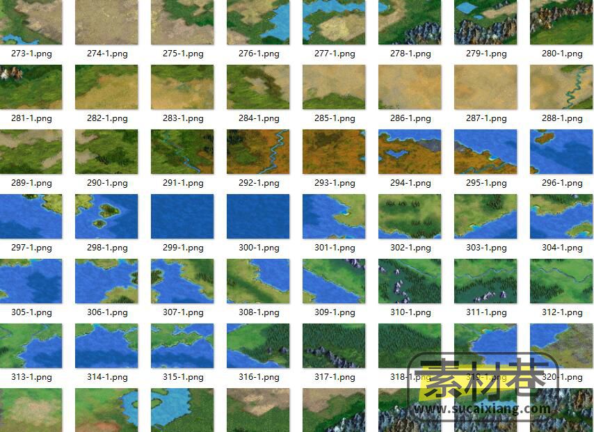 2D俯视角度海洋岛屿陆地游戏地图场景素材