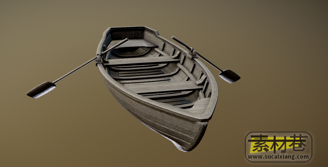 双桨小木船3D模型
