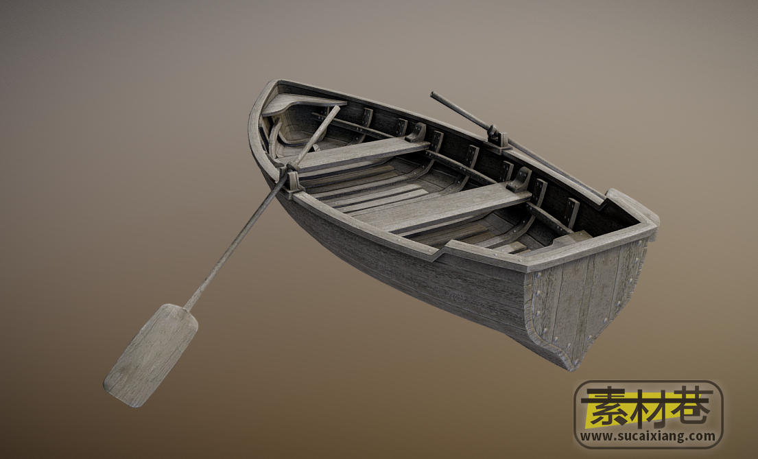 双桨小木船3D模型
