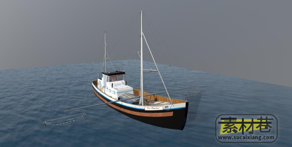 一艘现代渔船3D模型