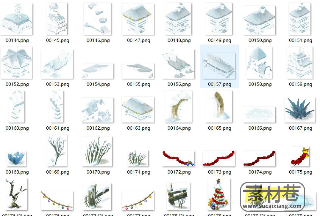 2d雪地场景物品道具树木植物游戏素材