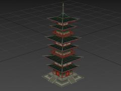 3D古代四角塔楼游戏模型