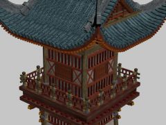 游戏古代城墙角楼3D模型