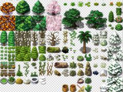 2D像素RPG游戏花草树木素材