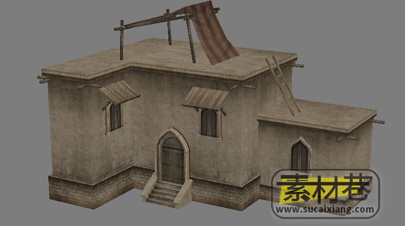 西域风格房屋建筑3D游戏模型