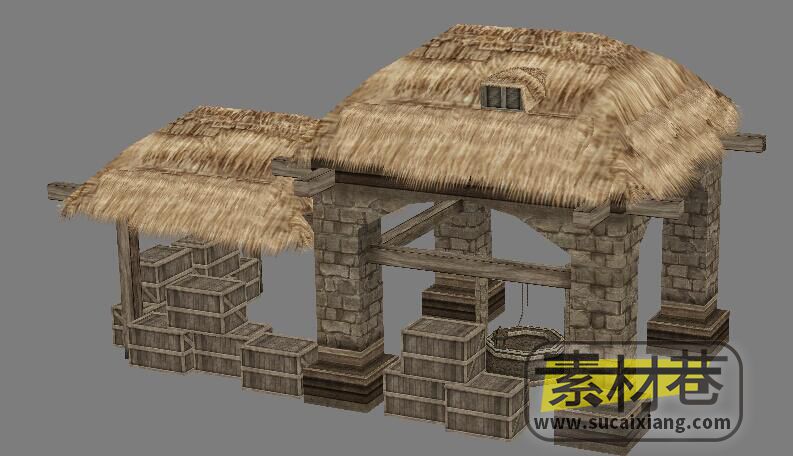 西域风格房屋建筑3D游戏模型