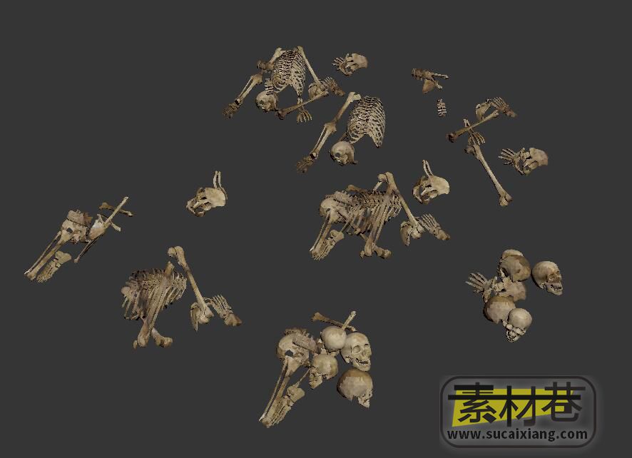 游戏散落的骷髅堆3D模型
