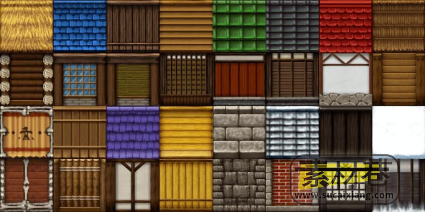 2D像素风格角色扮演RPG游戏场景地图瓷砖素材