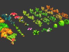 游戏花草植物灌木3D模型