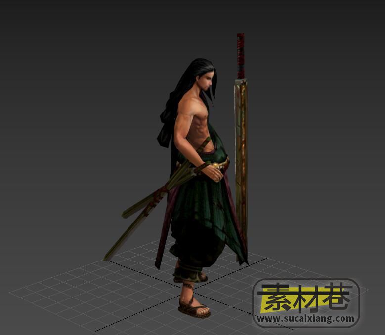 一个日本浪人武士和神剑3D游戏模型