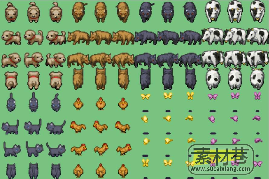 2D像素RPG游戏家禽动物昆虫素材