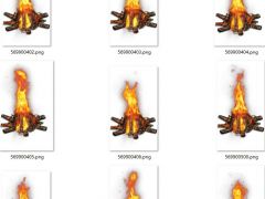 2D燃烧的木柴火堆序列动画游戏素材