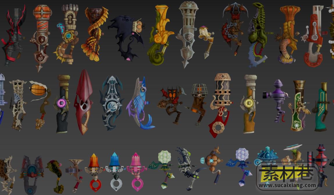龙之谷魔幻游戏武器兵器全套3D模型集合