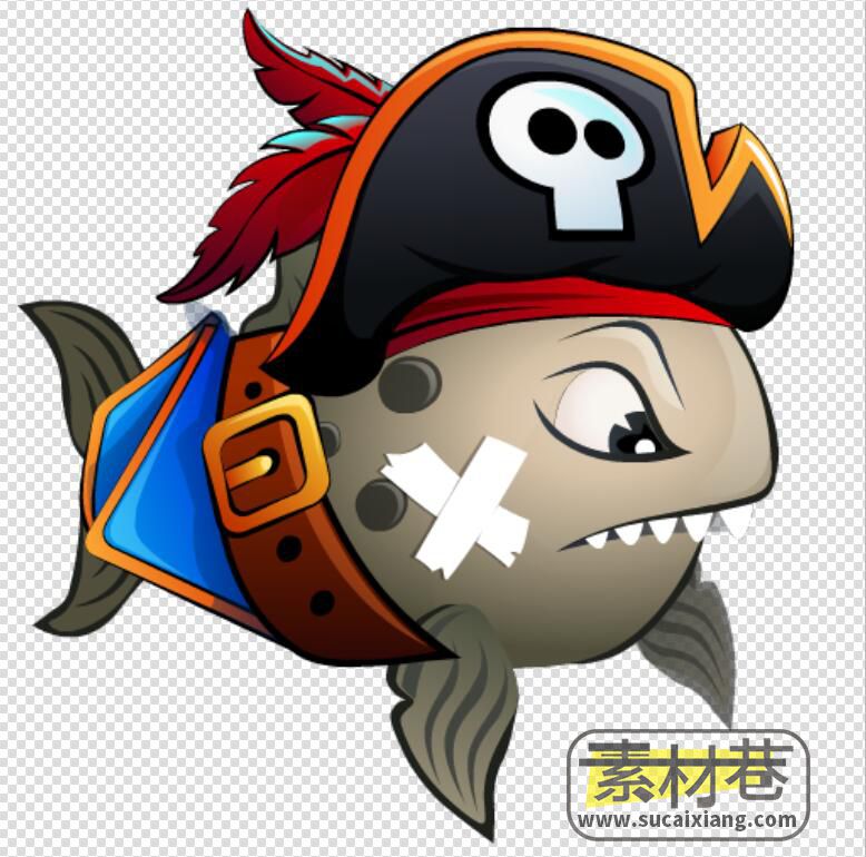 2D卡通防御游戏鱼与海盗素材